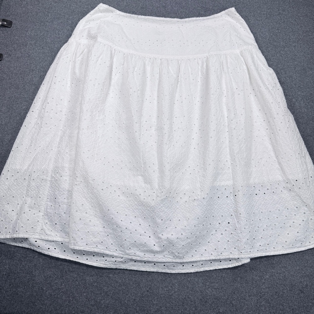 Old Navy White Eyelet Cotton Midi Skirt XXL Embroidered Elastic Waist Boho